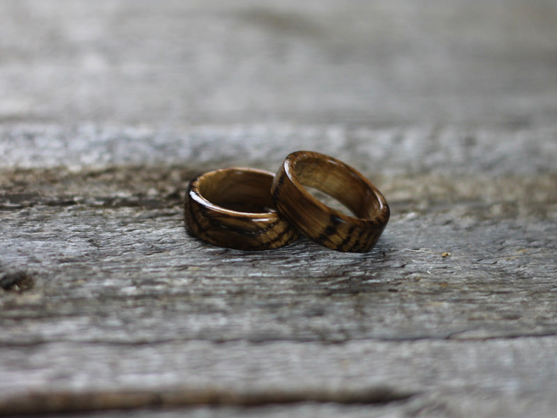 wedding band made from whiskey barrel